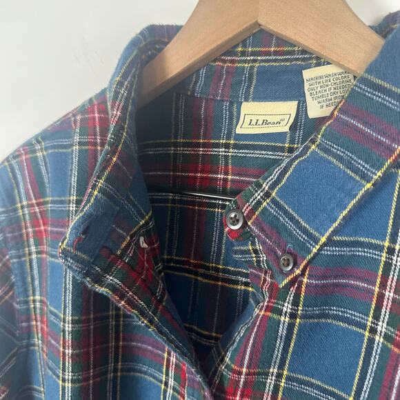 L.L. Bean Mens Button-Up Long Sleeve Blue/Red Plaid Flannel Shirt XL Regular - Picture 5 of 7